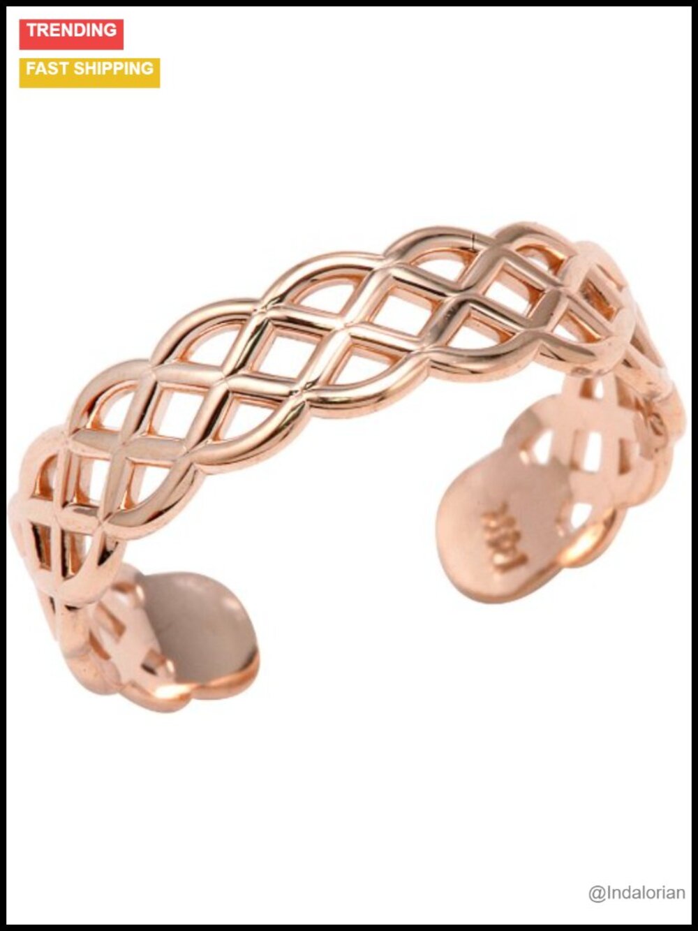 14k Rose Gold Adjustable Pink Weave Toe Ring Solid Gold
